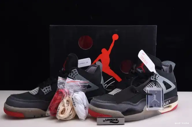 Cheap Off White x Air Jordan 4 Bred Retro CV9388-001 0507